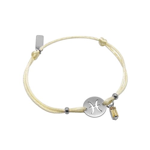 Pulseira de Signo Peixe Amarela com Zircônia e Aço