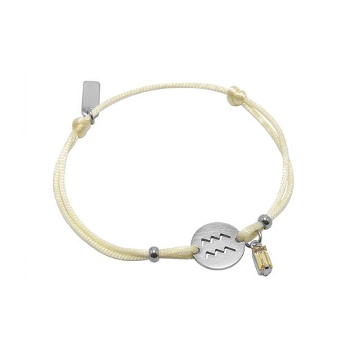 Pulseira de Signo Aquário Amarela com Zircônia e Aço