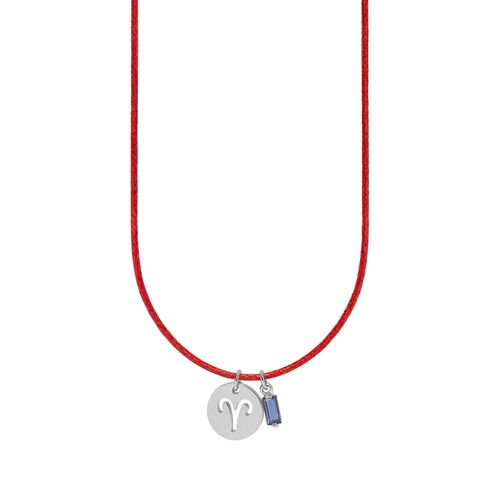Colar de Signo Áries Vermelho com Zircônia e Aço