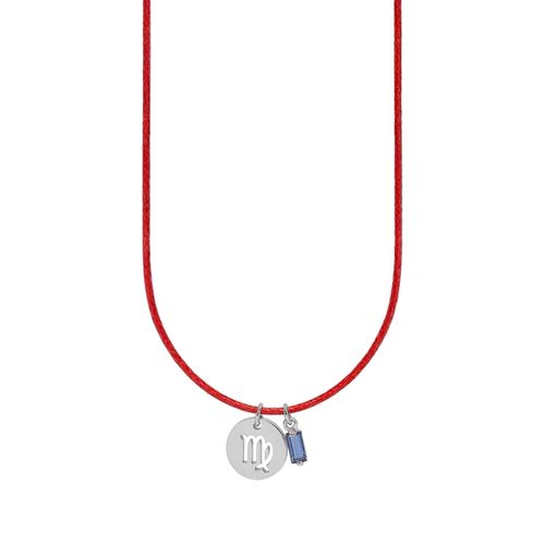 Colar de Signo Virgem Vermelho com Zircônia e Aço