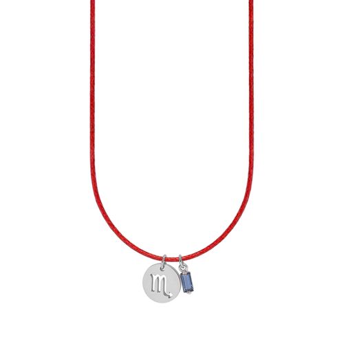 Colar de Signo Escorpião Vermelho com Zircônia e Aço