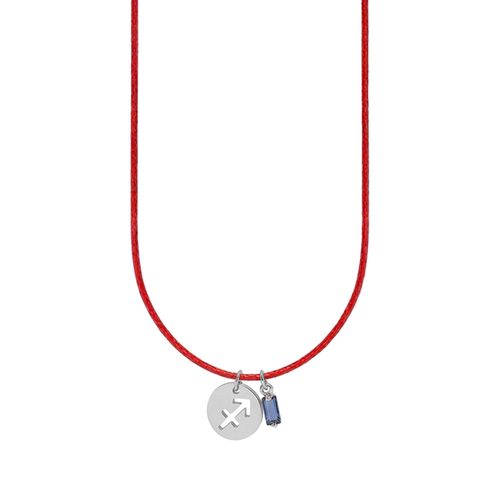 Colar de Signo Sagitário Vermelho com Zircônia e Aço