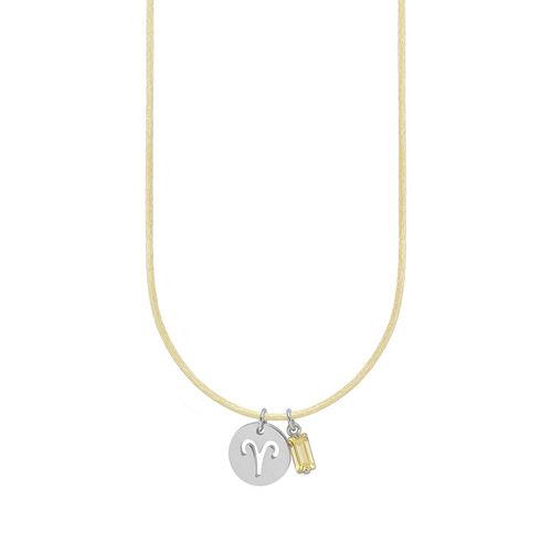 Colar de Signo Áries Amarelo com Zircônia e Aço