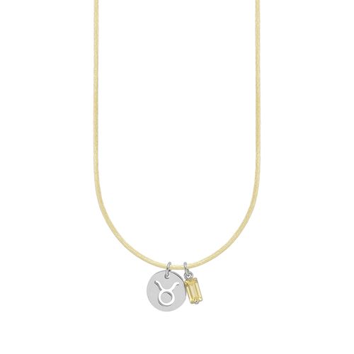 Colar de Signo Touro Amarelo com Zircônia e Aço