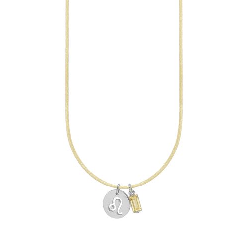 Colar de Signo Leão Amarelo com Zircônia e Aço