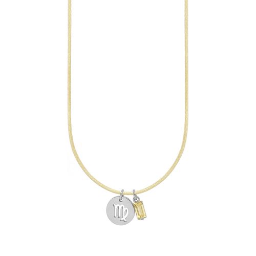 Colar de Signo Virgem Amarelo com Zircônia e Aço