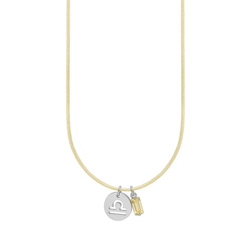 Colar de Signo Libra Amarelo com Zircônia e Aço