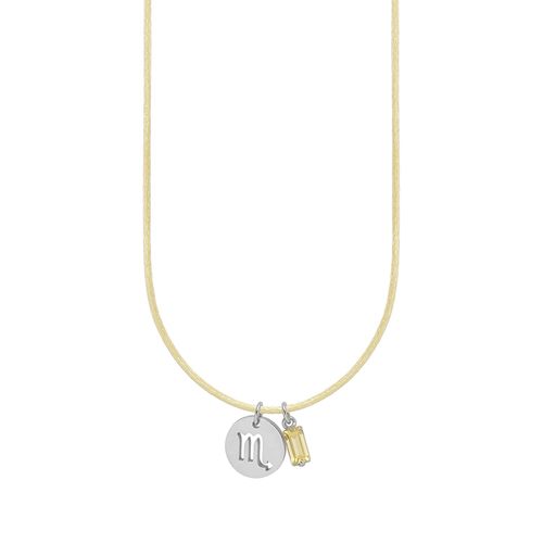 Colar de Signo Escorpião Amarelo com Zircônia e Aço