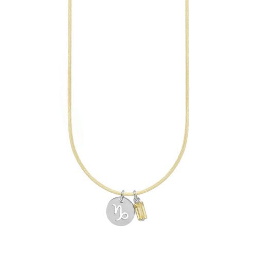 Colar de Signo Capricórnio Amarelo com Zircônia e Aço