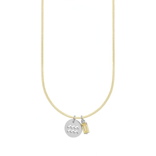 Colar de Signo Aquário Amarelo com Zircônia e Aço