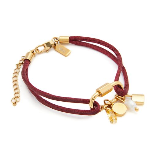 Pulseira Boreal Bordô de Cetim e Aço Personalizável