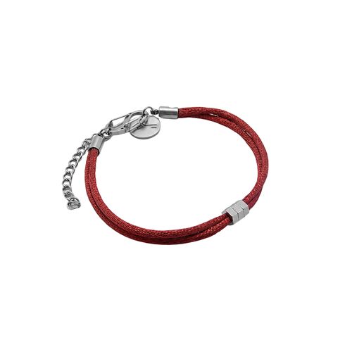 Pulseira Oasis Bordô Infantil de Cetim e Aço