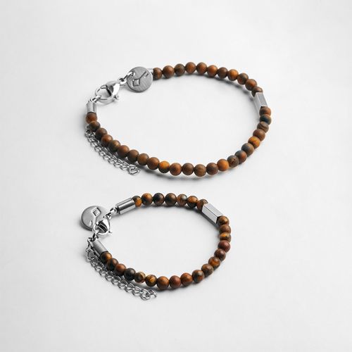 Kit Pai e Filho: Pulseira Zeng Olho de Tigre Marrom