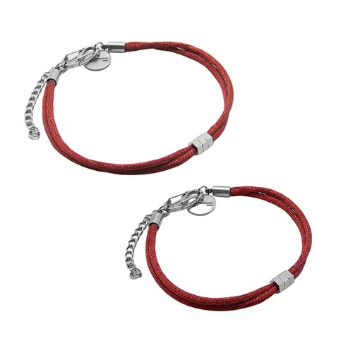 Kit Pai e Filho: Pulseira Oasis Bordô de Cetim e Aço