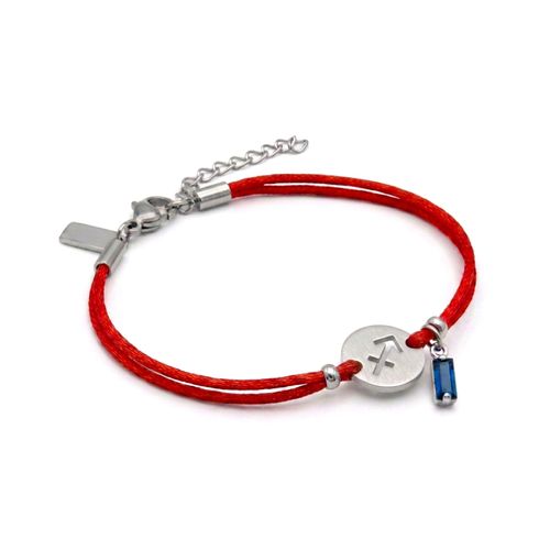 Pulseira de Signo Sagitário Vermelha com Zircônia e Aço