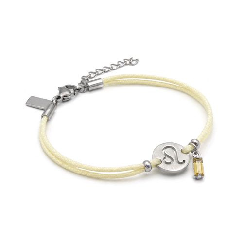 Pulseira de Signo Leão Amarela com Zircônia e Aço