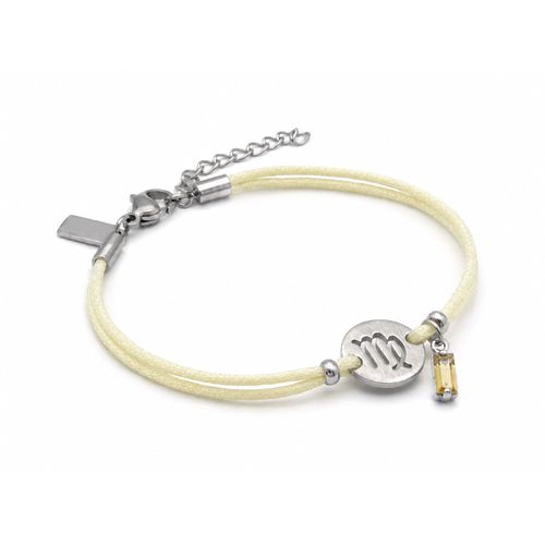 Pulseira de Signo Virgem Amarela com Zircônia e Aço