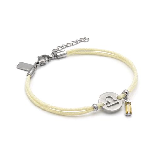 Pulseira de Signo Libra  Amarela com Zircônia e Aço