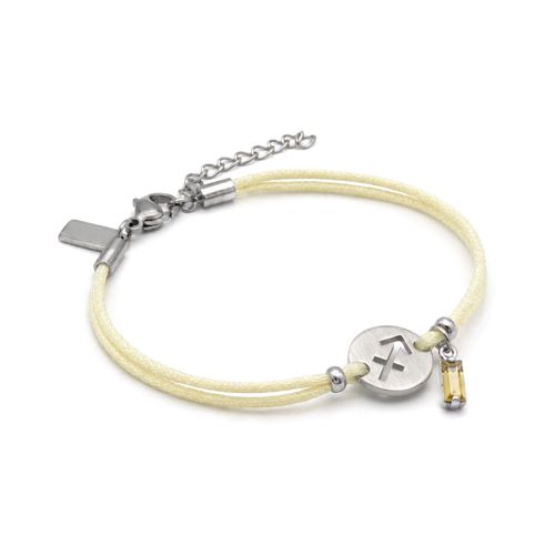 Pulseira de Signo Sagitário Amarela com Zircônia e Aço