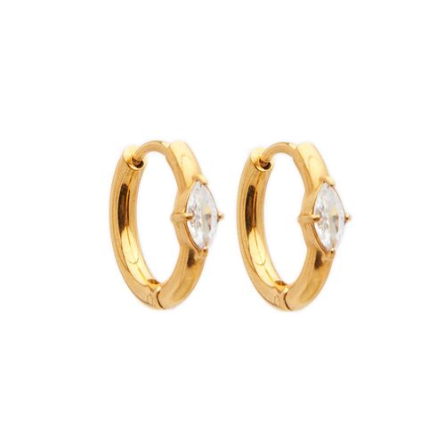Brinco Isabel de Aço Dourado com Zircônia