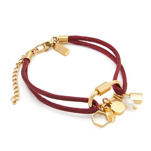 Pulseira Matiz Boreal Bordô de Cetim e Aço Personalizável