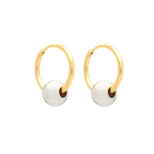 Brinco Malu de Aço com Mix de Banhos Dourado e Prata