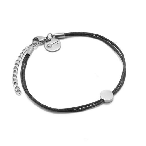 Pulseira Matiz Nirvana Preta de Cetim e Aço Personalizável