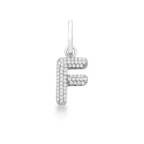 Pingente Letra "F" Alphabet com Zircônia