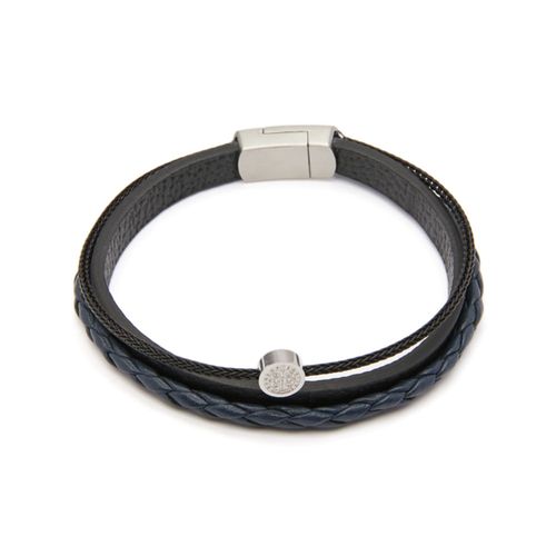 Pulseira Bordin de Couro Natural Preto