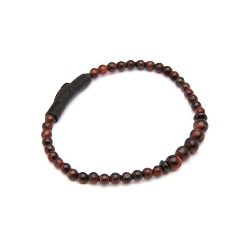 Pulseira Vin de Pedra Natural Olho de Tigre Marrom Avermelhado